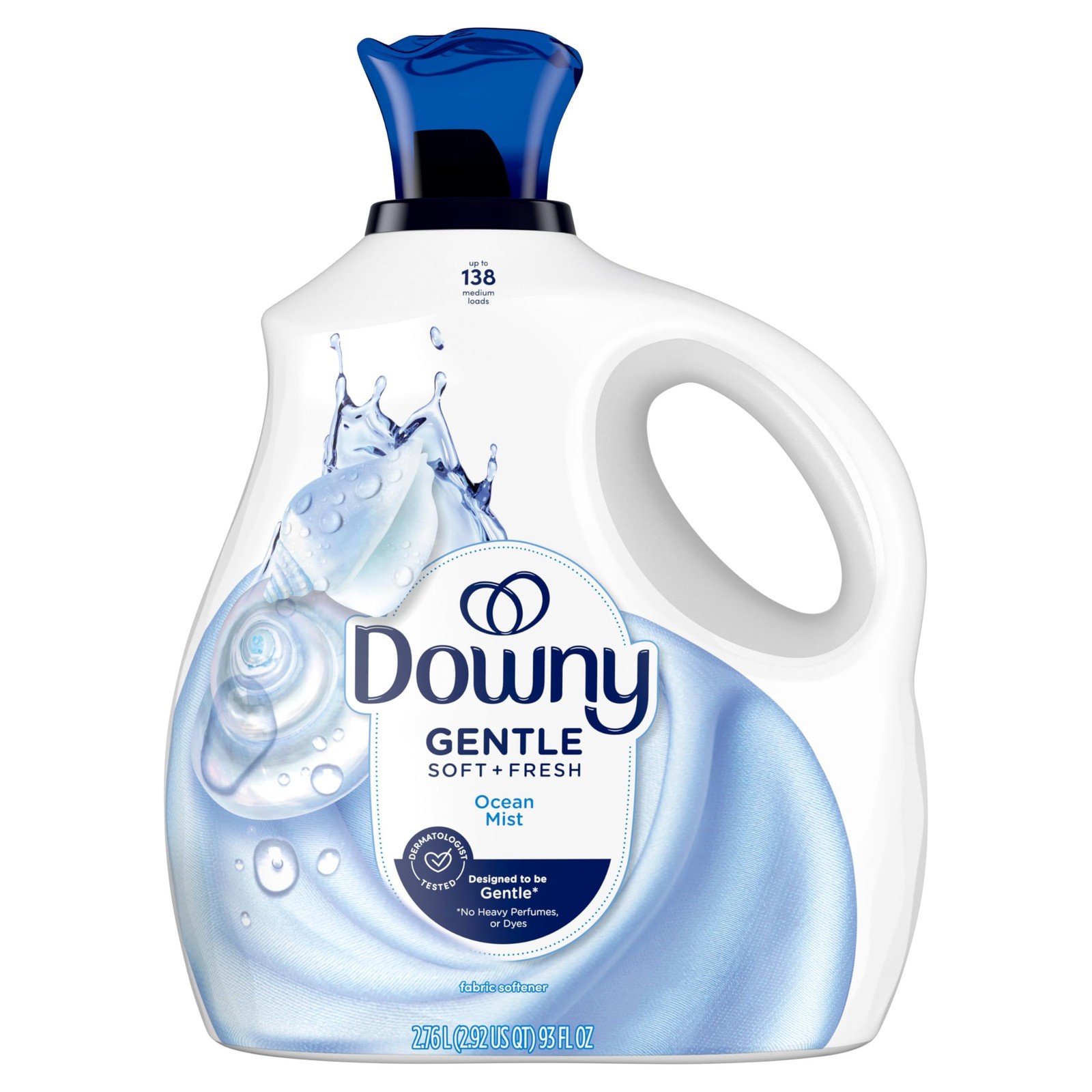 Gentle Soft + Fresh Fabric Softener Liquid, Ocean Mist Scent, 93 FL OZ, 138 l…
