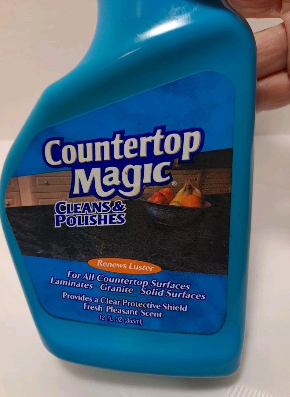 Vintage Countertop Magic Cleaner Renews Luster 12oz Blue Orange Bottle