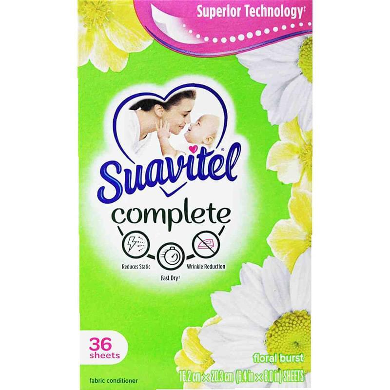 Suavitel Fabric Softener Dryer Sheets – Floral Burst, 36 Count