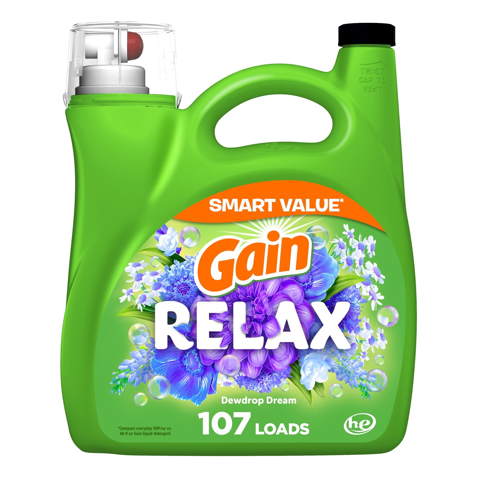 Gain Liquid Laundry Detergent RELAX Dewdrop Dream Scent 154 fl oz 107 Loads