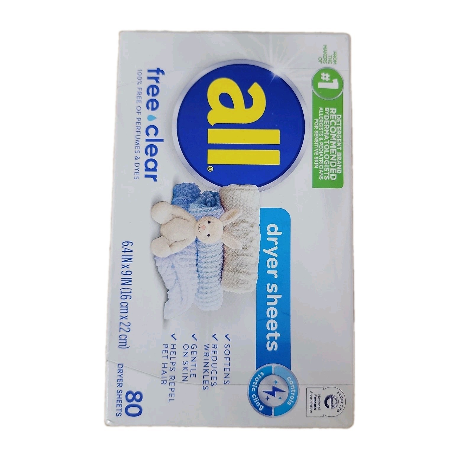 all Free Clear Dryer Sheets 80 Count – Sensitive Skin – Perfume & Dye Free