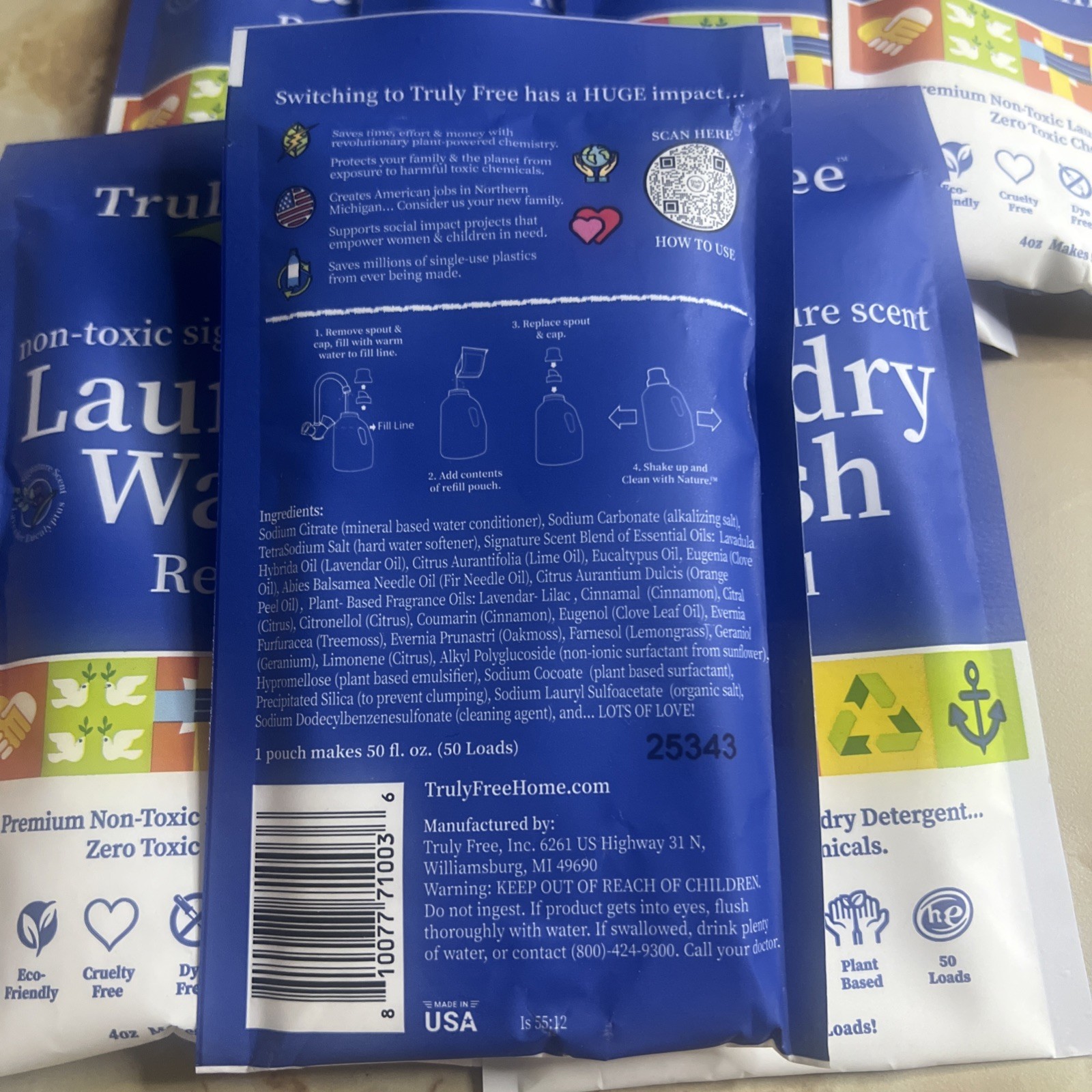 TrulyFree Signature Scent Laundry Wash Refill 7 Pack 350 Loads Non-Toxic