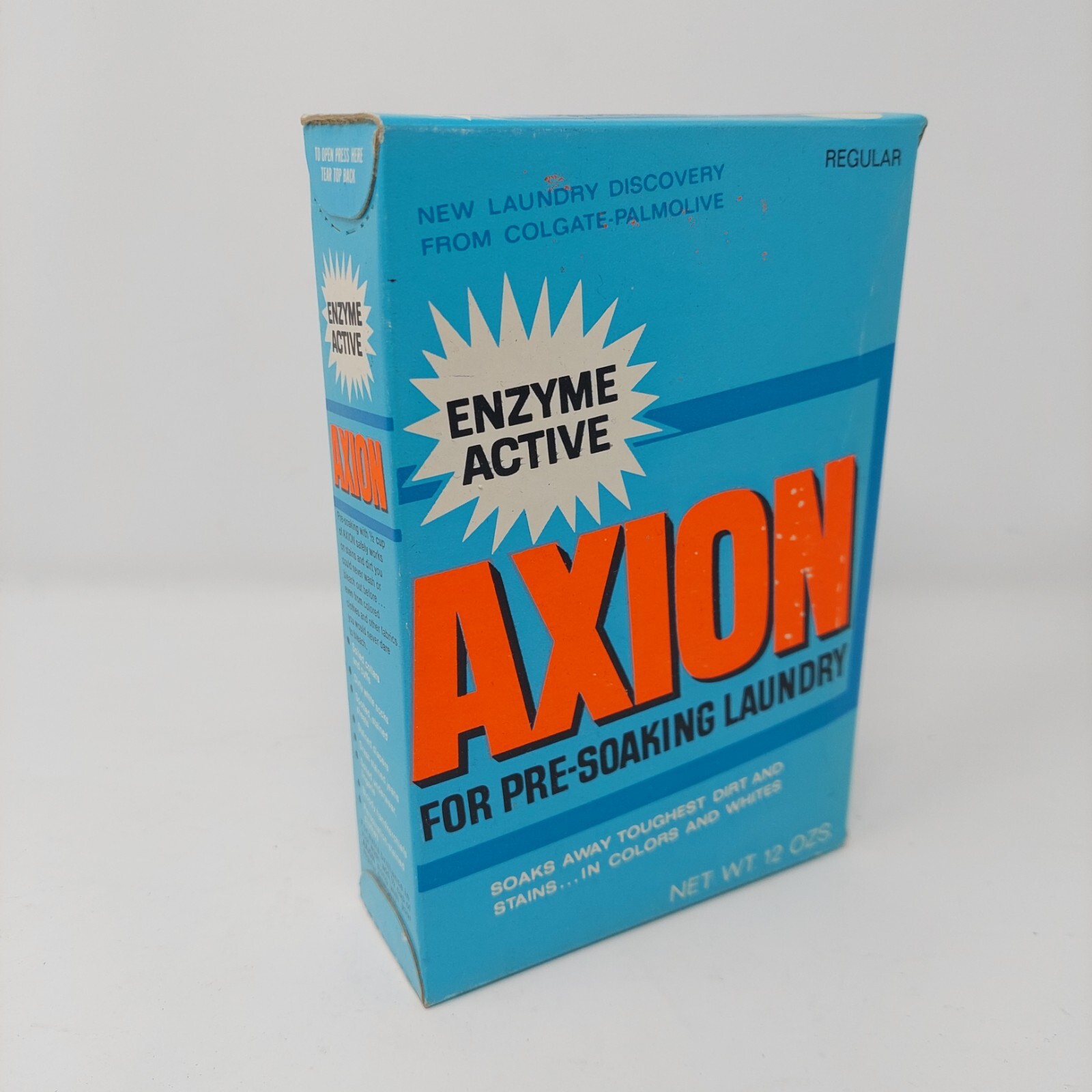 Axion Vintage Colgate Palmolive Pre Soak Laundry Detergent 1960’s Full Box 12 Oz