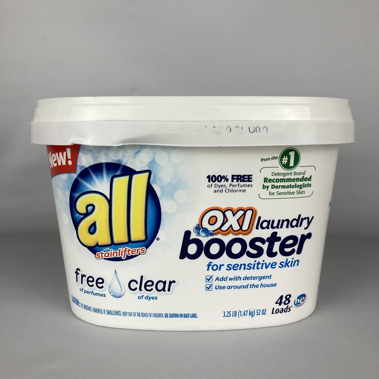 All OXI Laundry Booster for Sensitive Skin, Free Clear 48 Loads Powder x4