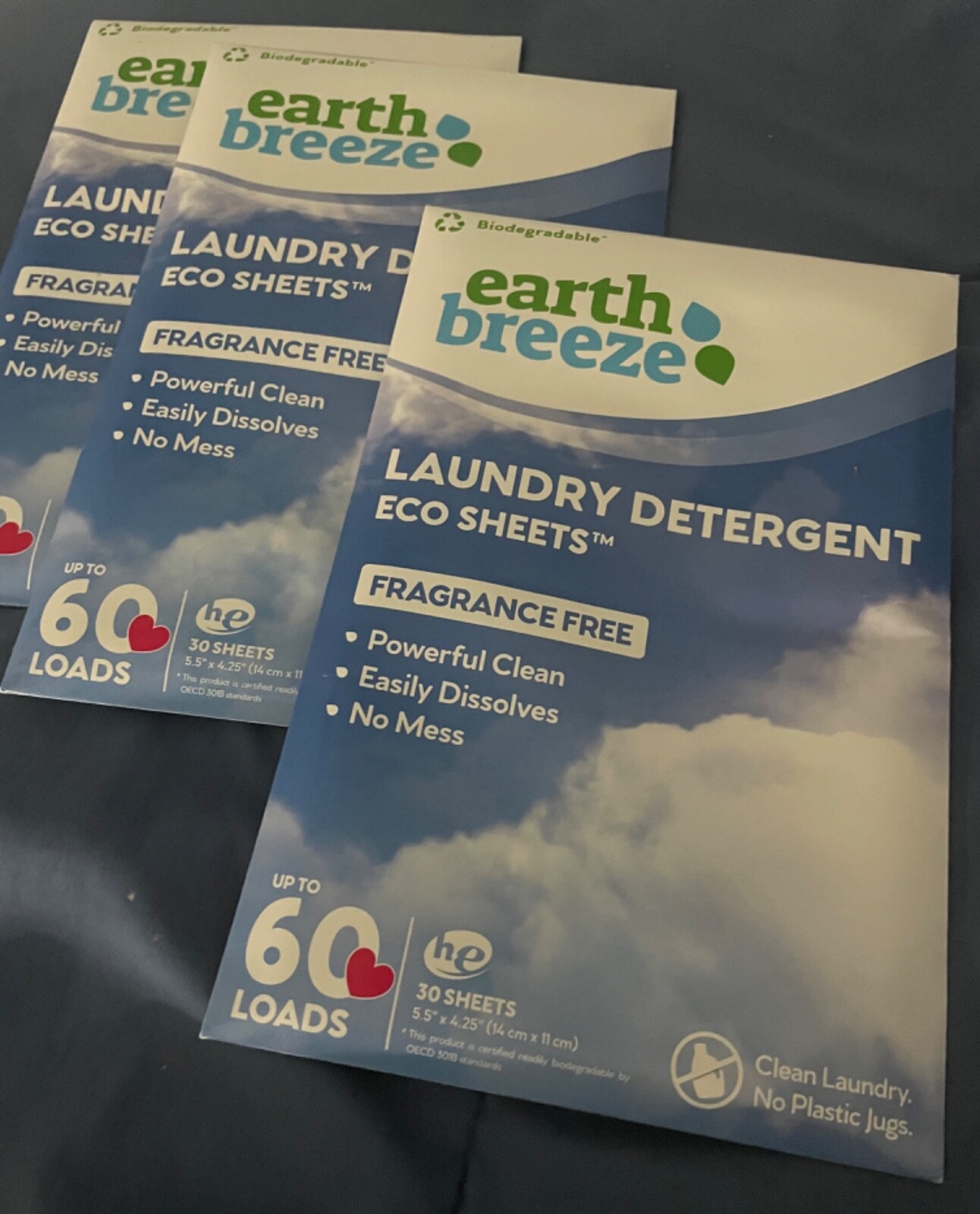 Earth Breeze Laundry Detergent Eco Sheets Fragrance Free 30 Sheets 60 Loads