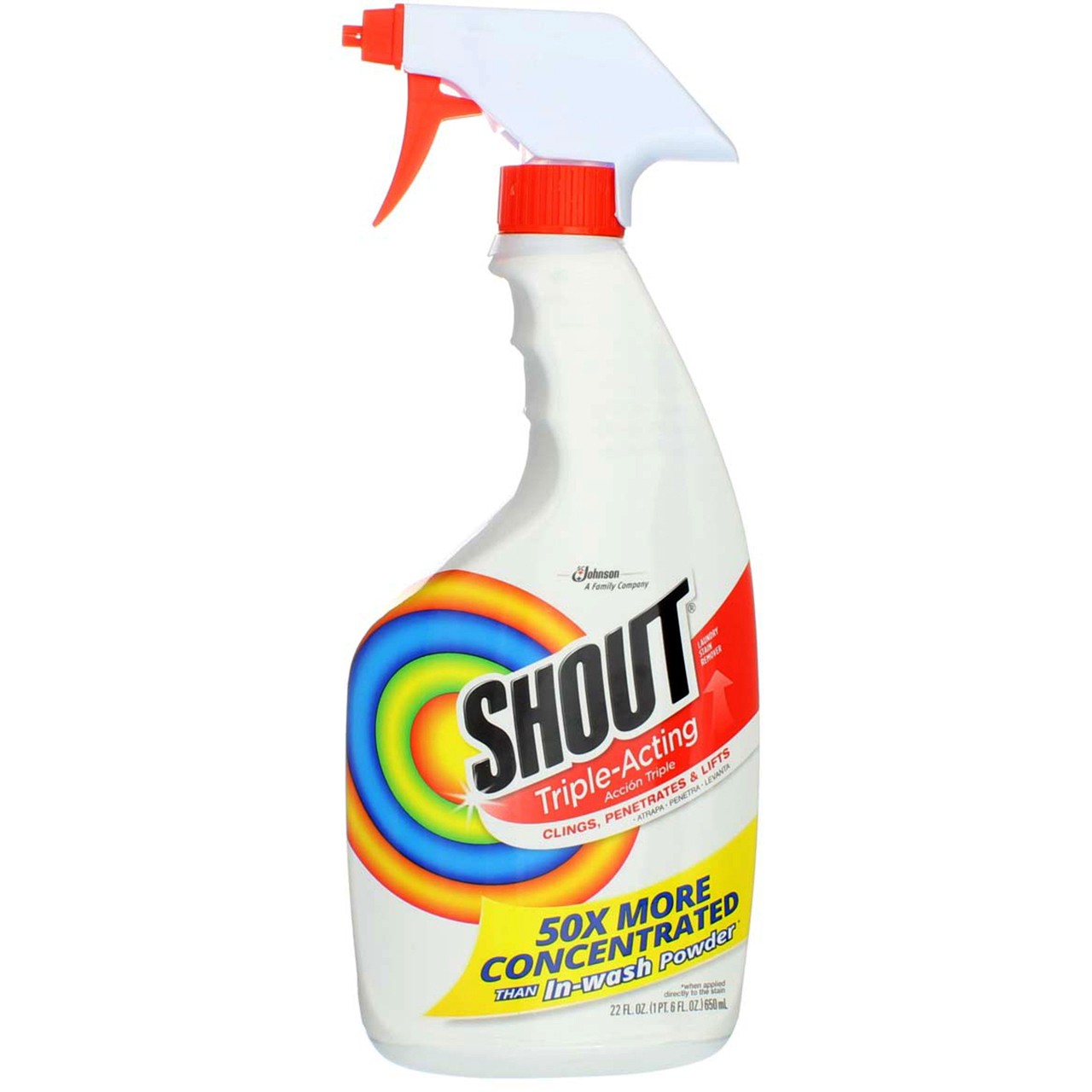 5 Pack Shout Triple-Acting Laundry Stain Remover Spray, 22 fl oz