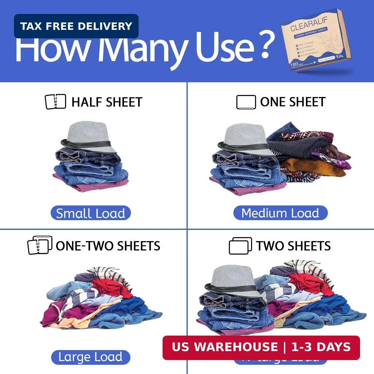 Laundry Detergent Sheets (480 Loads), Fresh Linen,Great For Travel,Apa