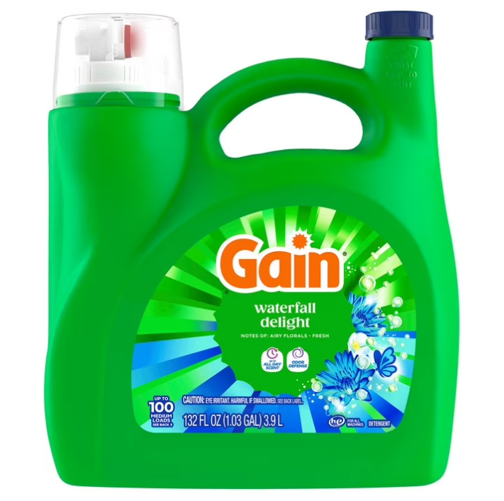 3 PACK Gain Laundry Detergent Liquid, Waterfall Delight Scent, 100 Loads
