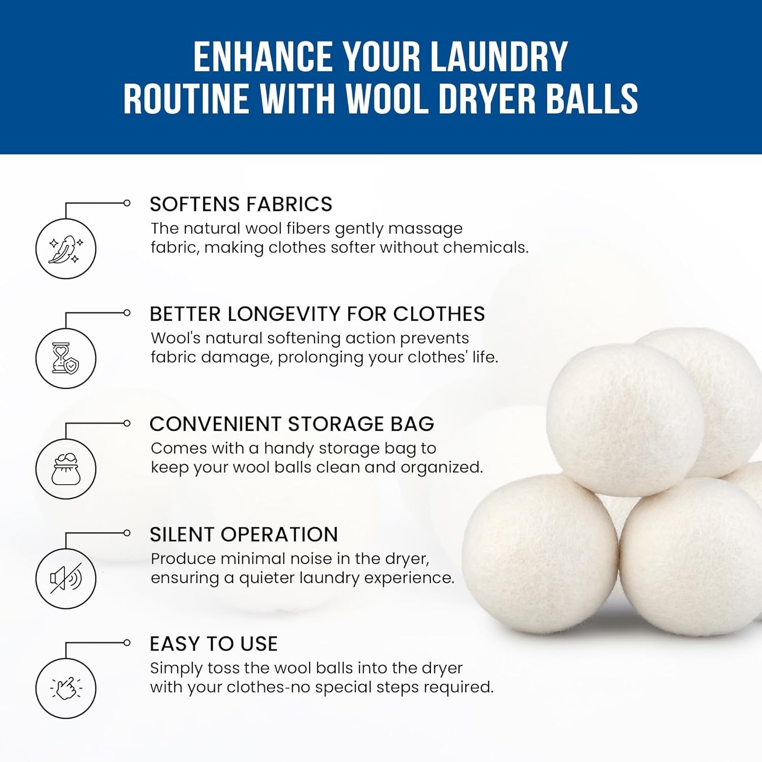 Quality Wool Dryer Balls – 4 XL Pack – 1000+ Loads – Pure Organic Wool – Reus…