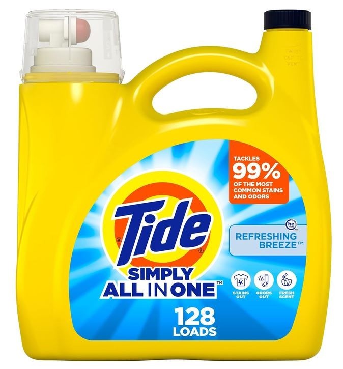 Tide Simply All-In-One Liquid Laundry Detergent, 128 Loads, 168 fl oz