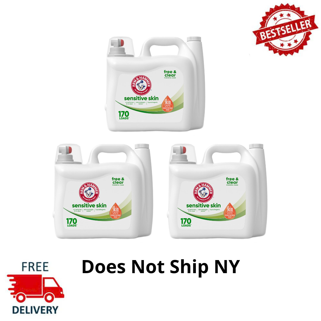 (3 Pack) Arm & Hammer Free Clear Sensitive Skin Liquid Detergent Soap, 170 Load