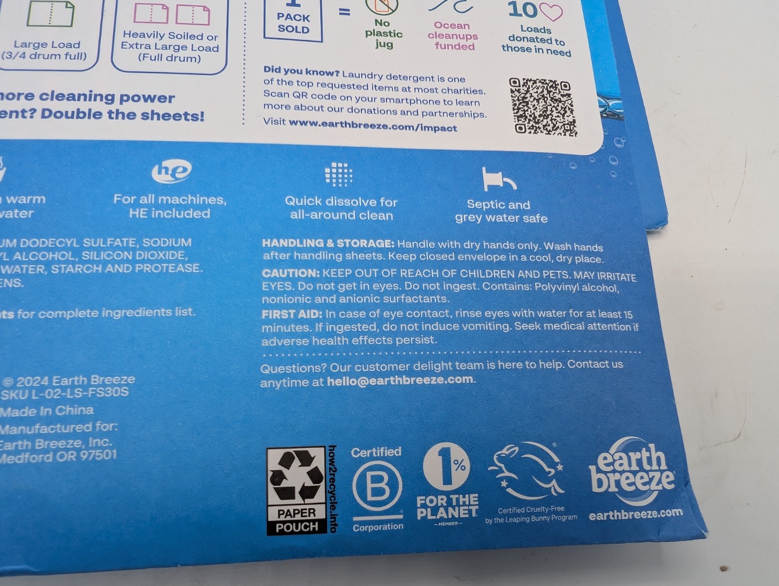 (Lot of 3) Earth Breeze Laundry Detergent Eco-Sheets 180-Loads Total Fresh Scent
