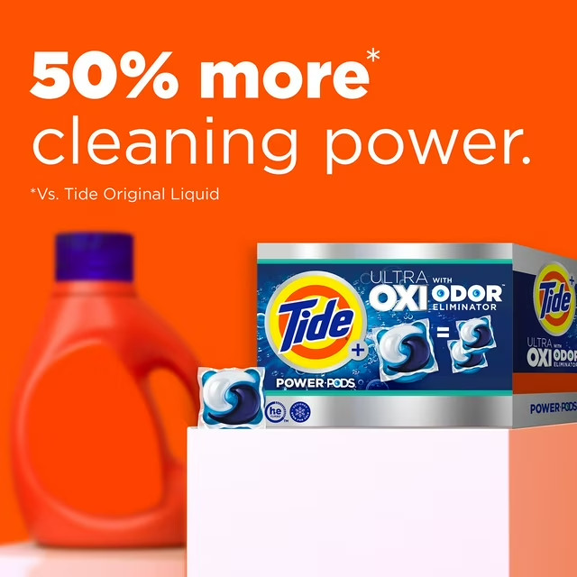 Tide Power PODS Plus Ultra OXI Laundry Detergent Pacs 72 Ct Stain Remover Value