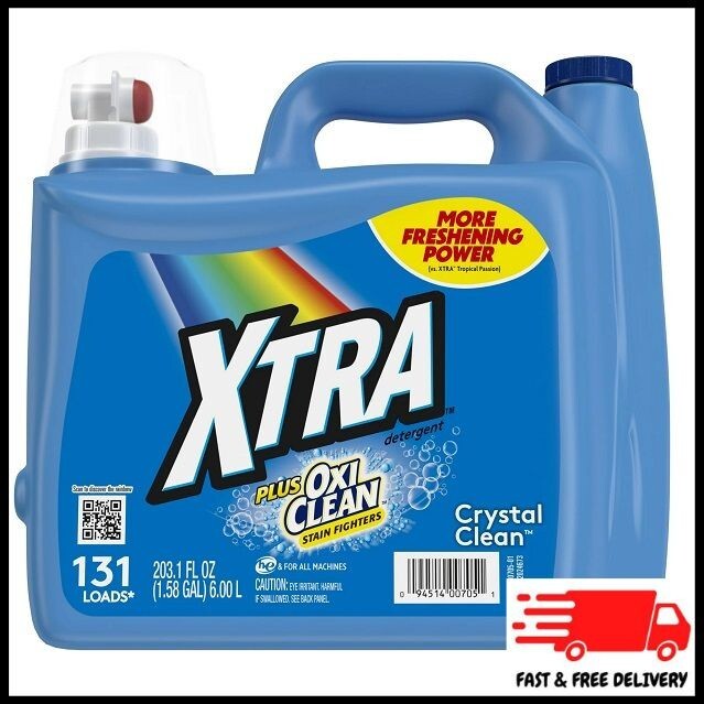 Xtra Plus OxiClean, 131 Loads Liquid Laundry Detergent, 203.1 FL oz. free ship.