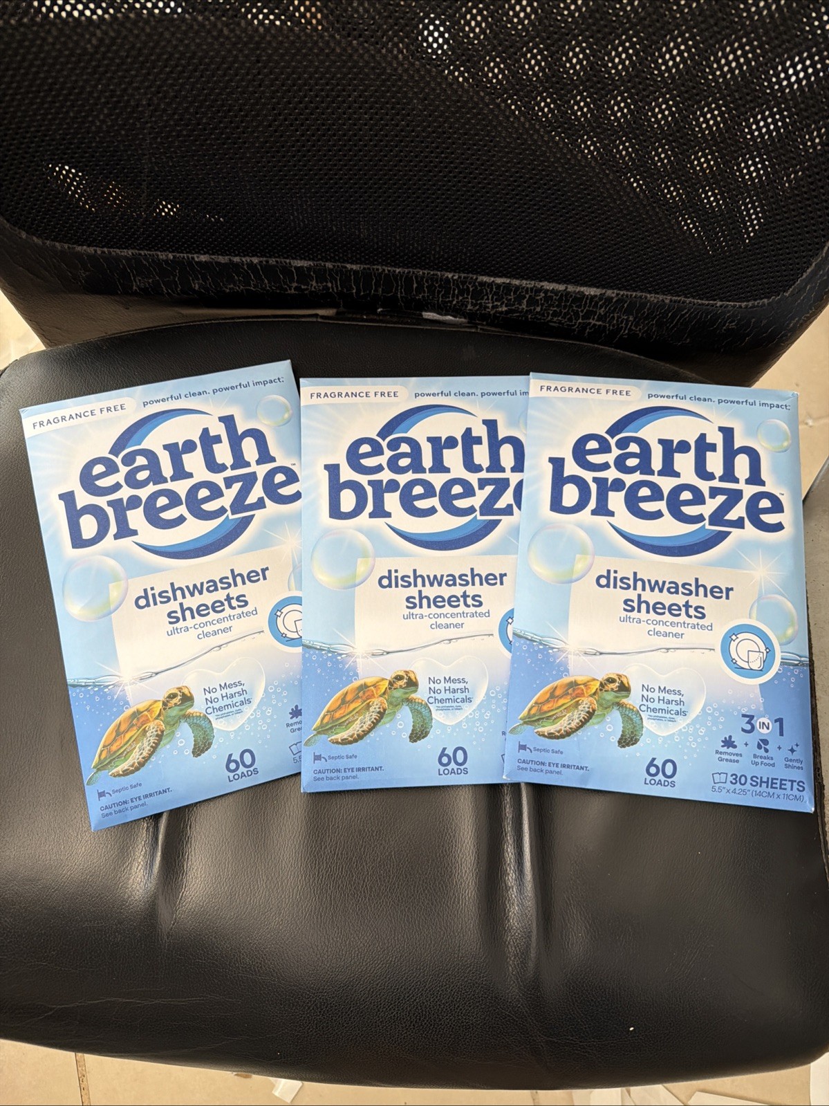 Earth Breeze Dishwasher Sheets 3 Packages 60 Loads Each 30 Sheets Each New
