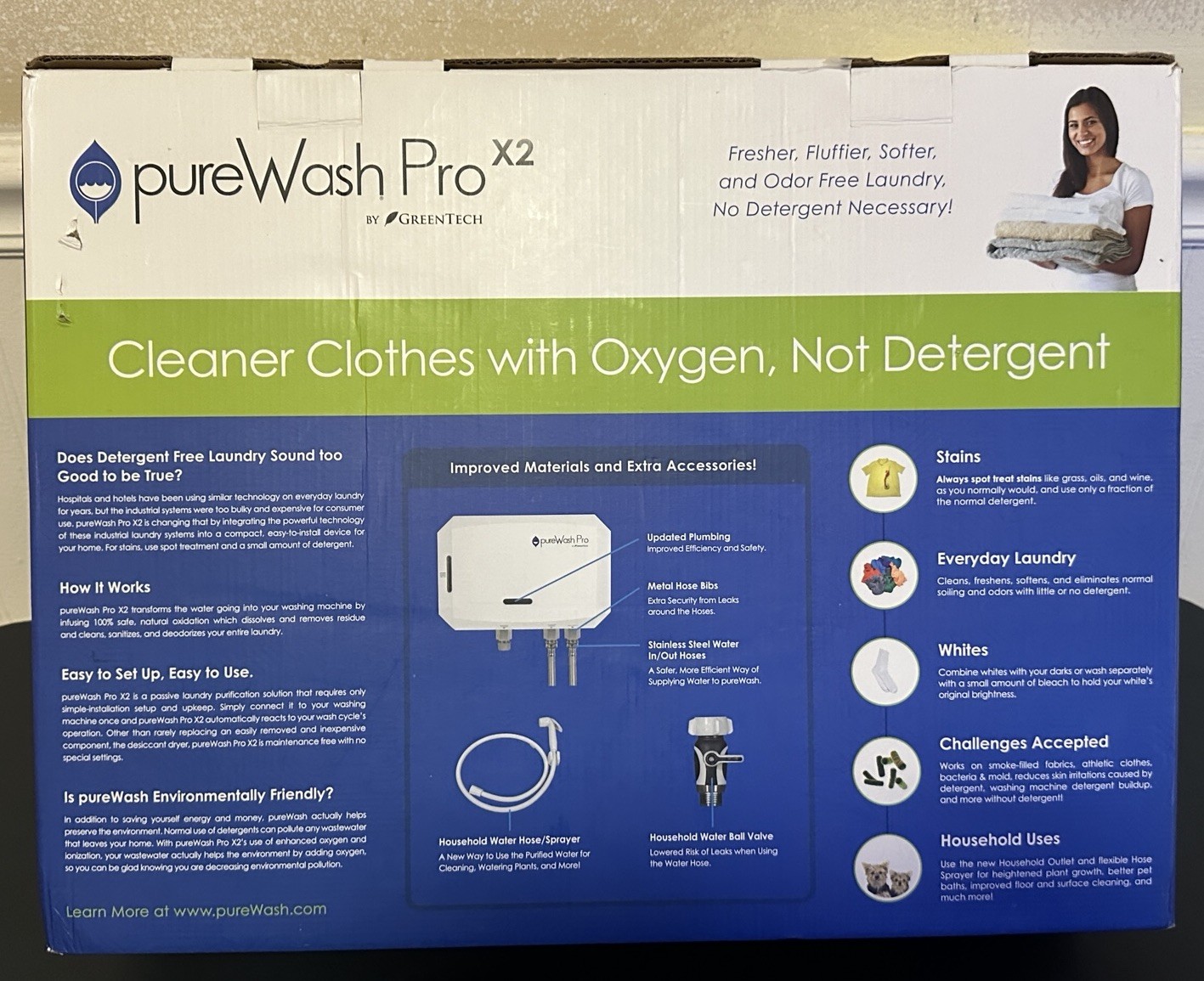 GreenTech PureWash Pro X2 Sanitizing Detergent-Less Laundry System
