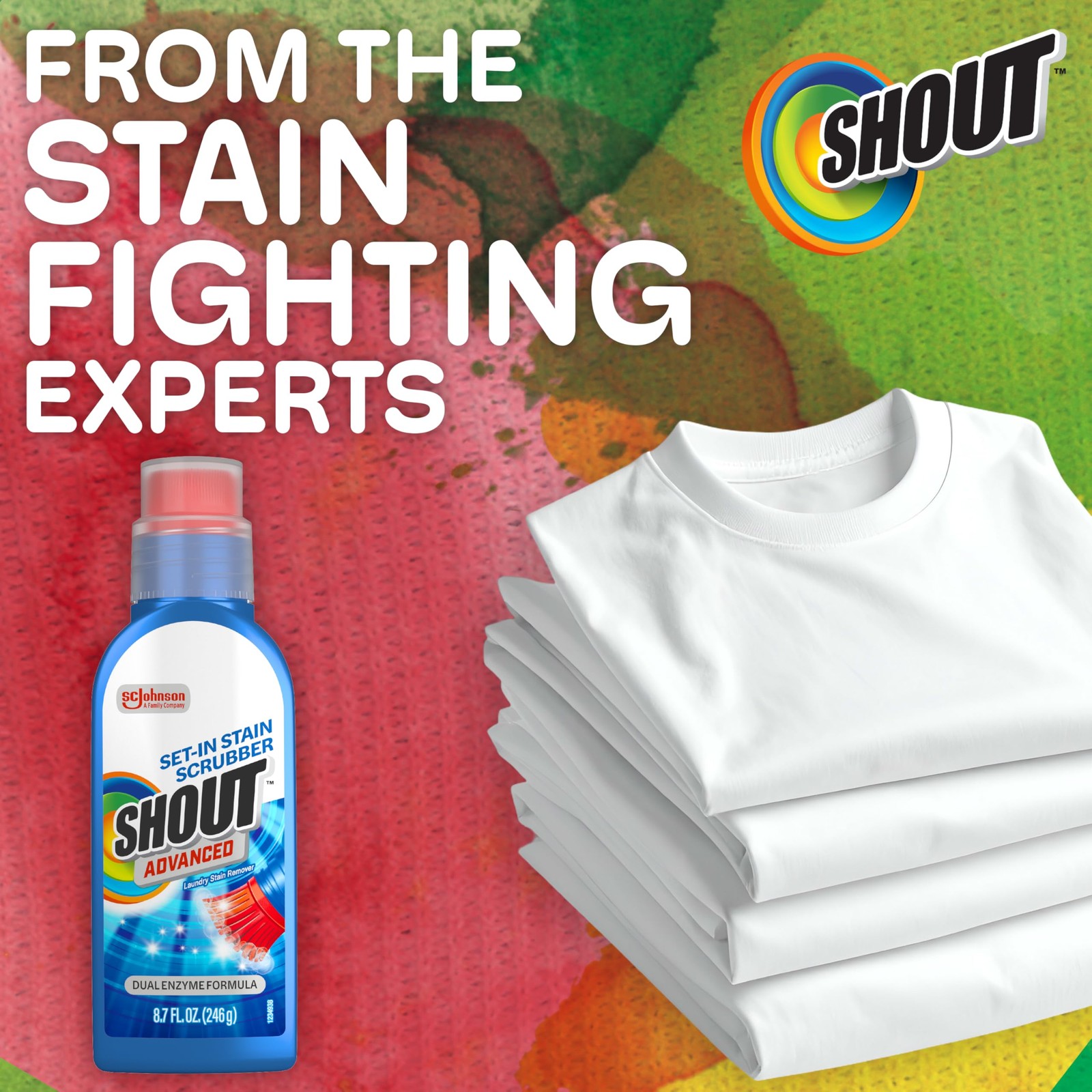 Shout Advanced Stain Remover Gel for Clothes Laundry, Ultra Concentrated Gel wit