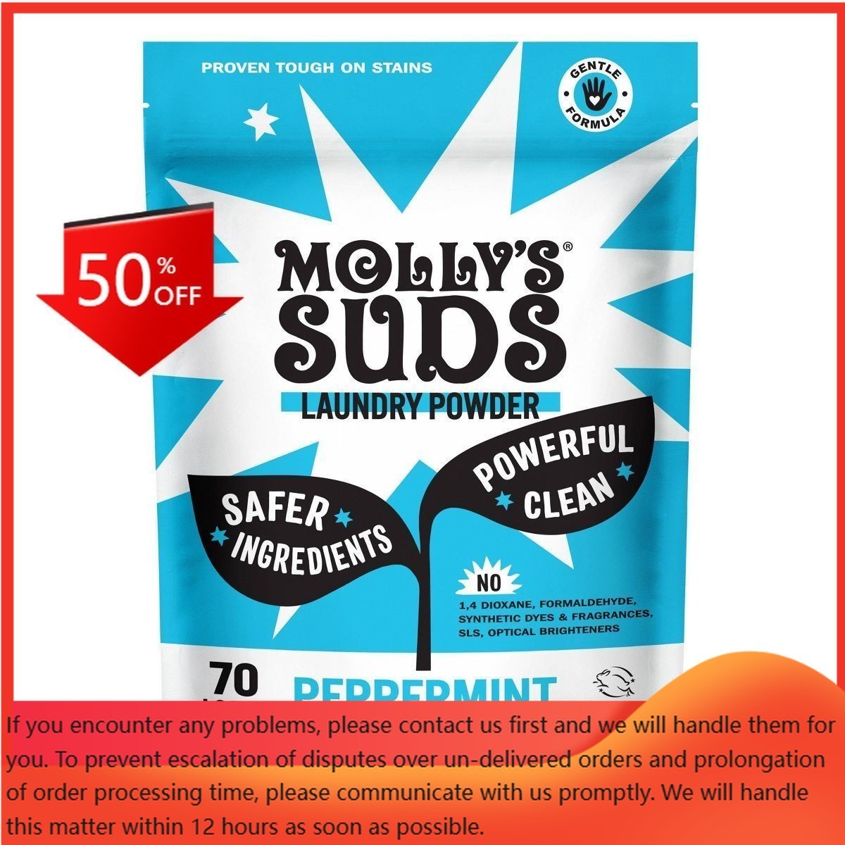 Molly’s Suds Peppermint HE Deep Cleaning Laundry Detergent Powder 70 Loads -47oz