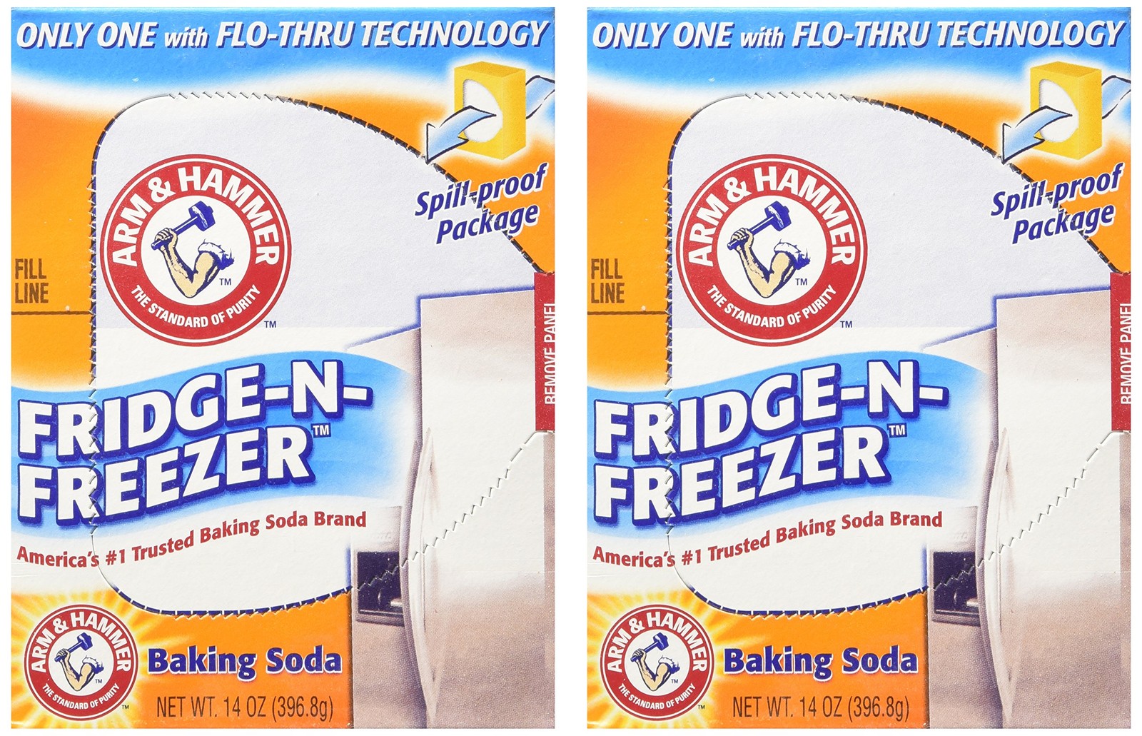 Arm & Hammer Baking Soda, Fridge-N-Freezer Pack, 14 Ounce (Pack of 2), Orange