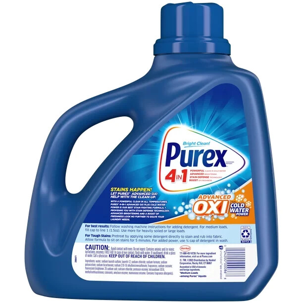 Purex Liquid Laundry Detergent Plus OXI, Stain Defense Technology, 128 Fluid Oun