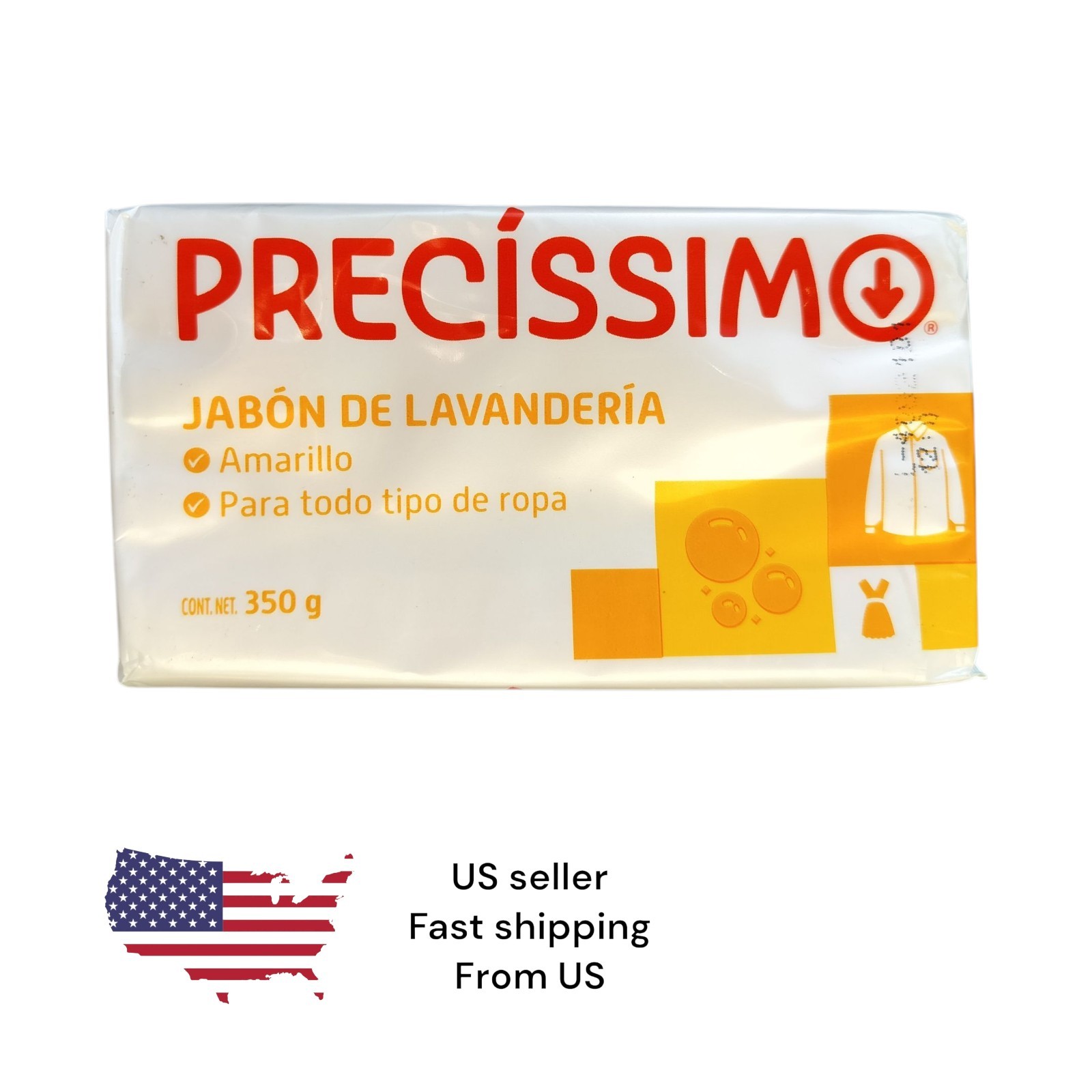 Precissimo 🟡 Jabón De Barra Para Lavar 350g/Precissimo Yellow Laundry Soap Bar