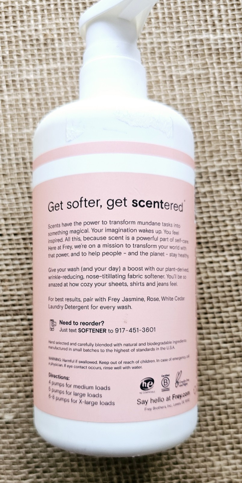 Frey Scent Beyond Words Fabric Softener Jasmine Rose White Cedar 15.2oz 50 Loads