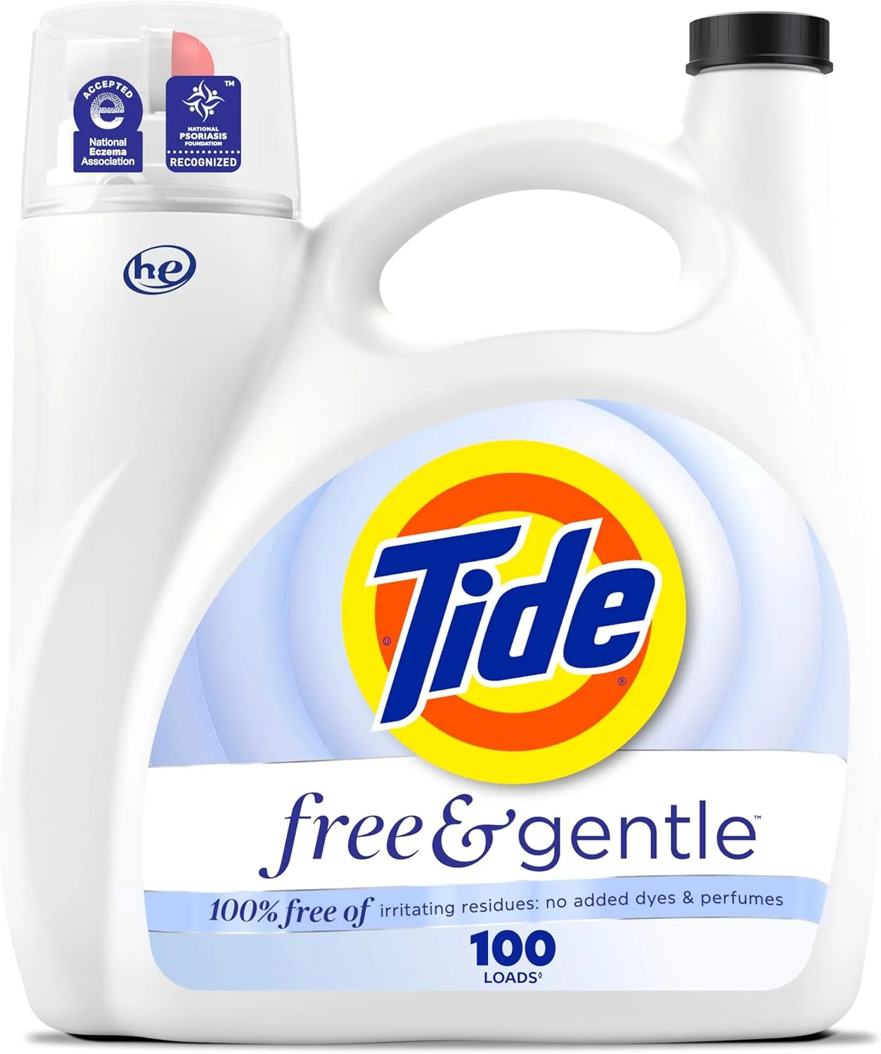 Gentle Liquid Laundry Detergent, 100 Loads, 132 fl oz, Tide Laundry Detergent, C
