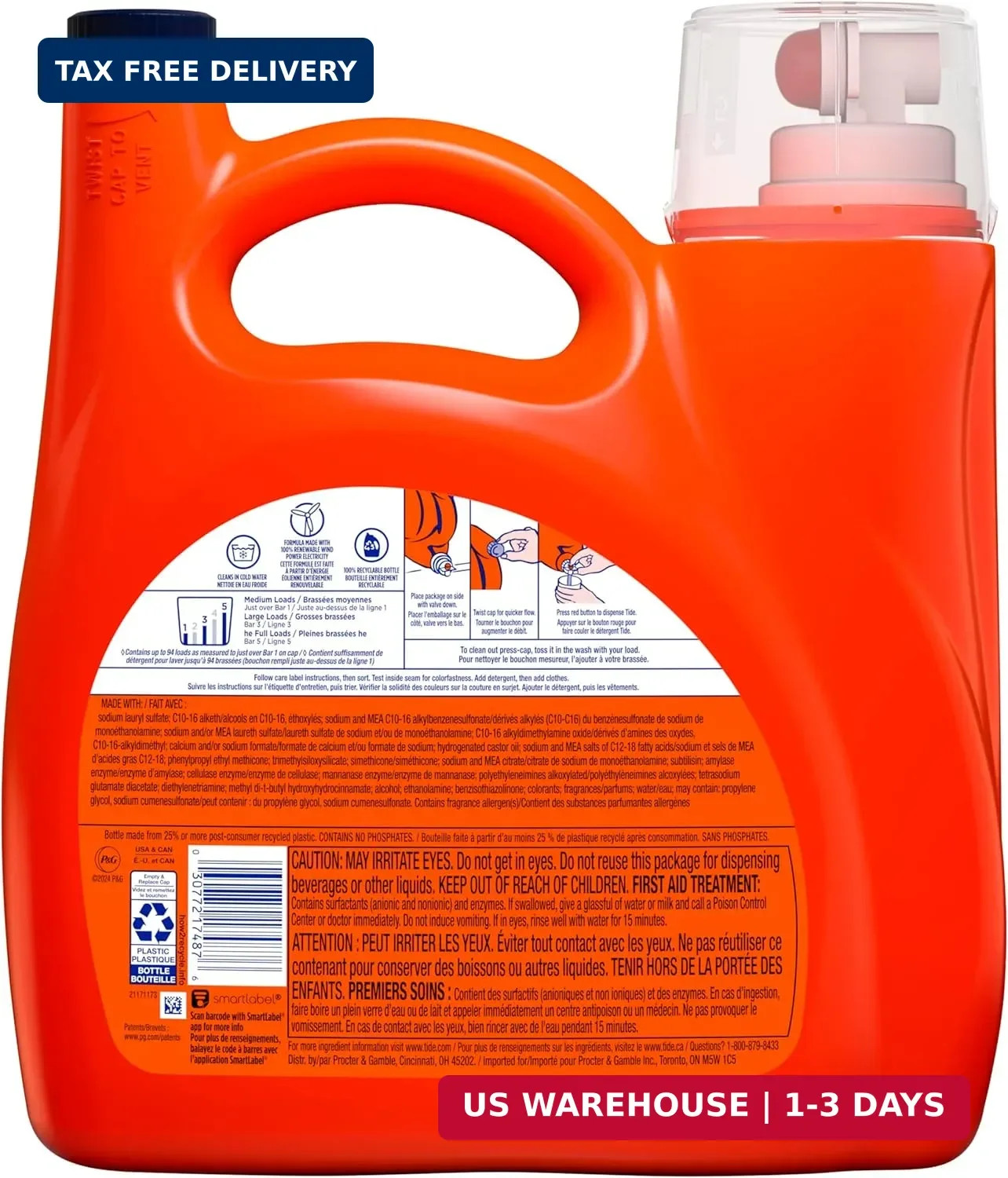 Tide Plus Boost of Ultra Downy Liquid Laundry Detergent, April Fresh Scent, 132
