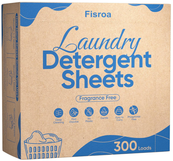 Fragrance Free Laundry Detergent Sheets 300 Loads Eco-Friendly Unscented
