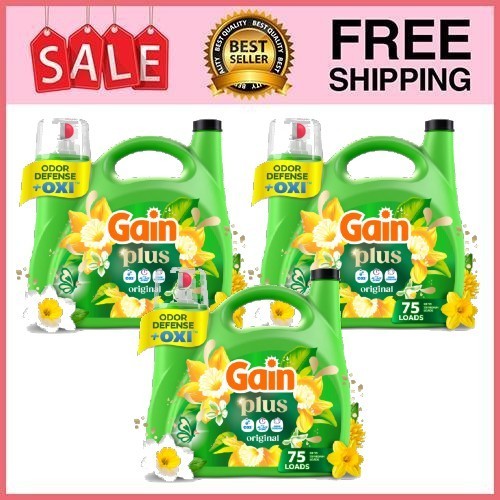 3 Pack Gain Plus Laundry Detergent Liquid, Original Scent, 99 fl oz Pk