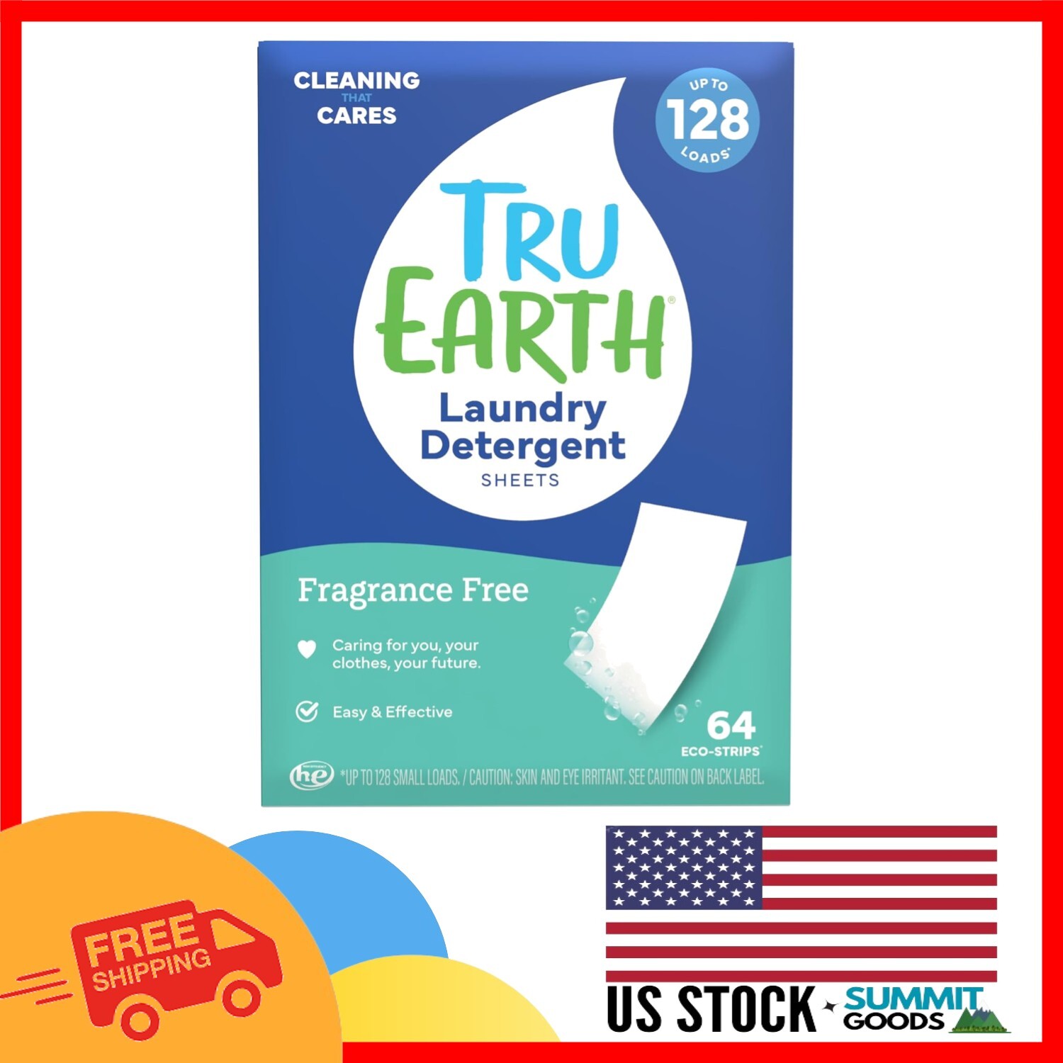 Compact 64 Sheets Eco-Friendly Laundry Detergent – Up to 128 Loads, Paraben-Free
