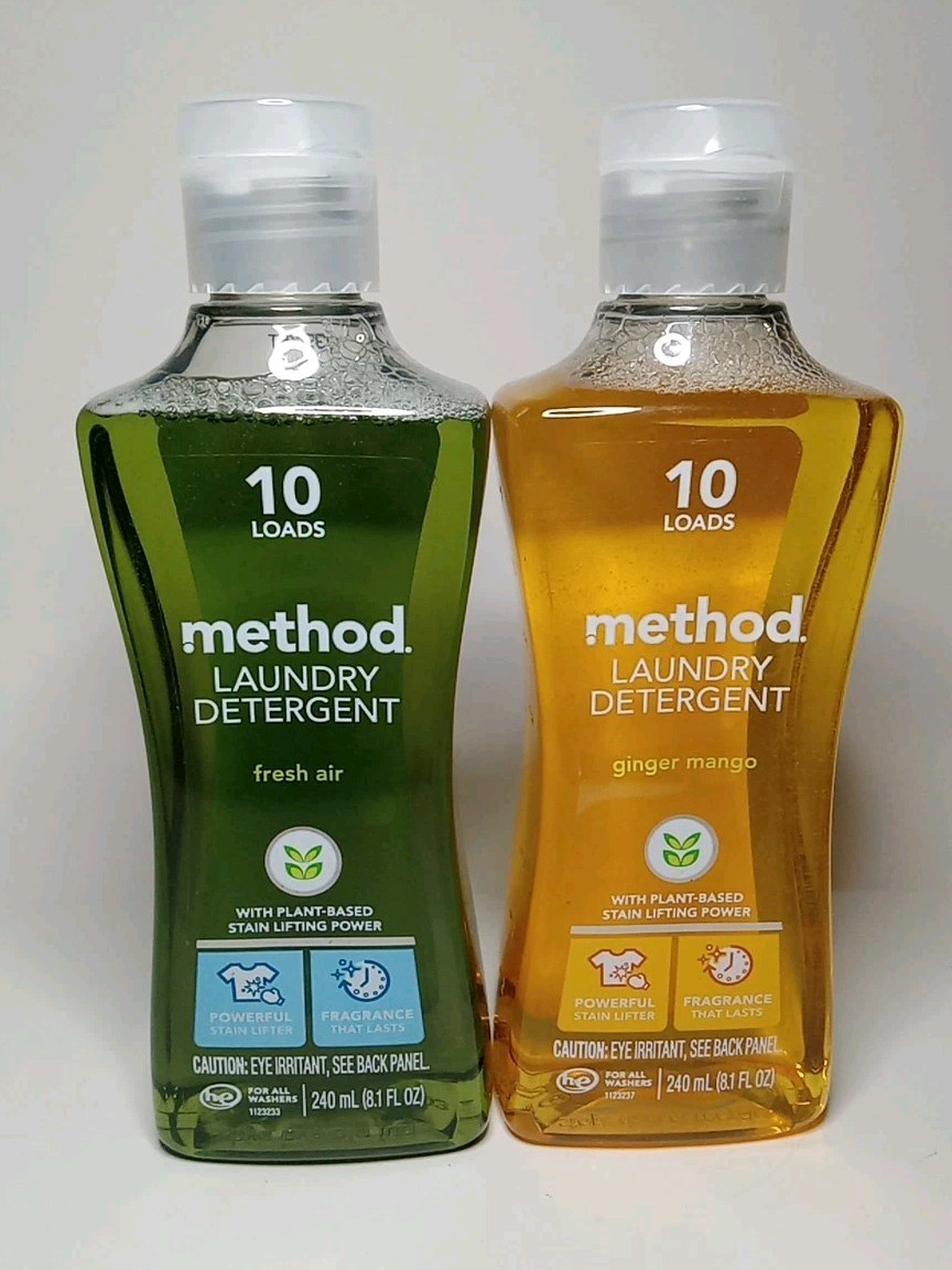 2 Method Laundry Detergent Ginger Mango & Fresh Air 8.1 OZ/240 mL 10 Loads Each
