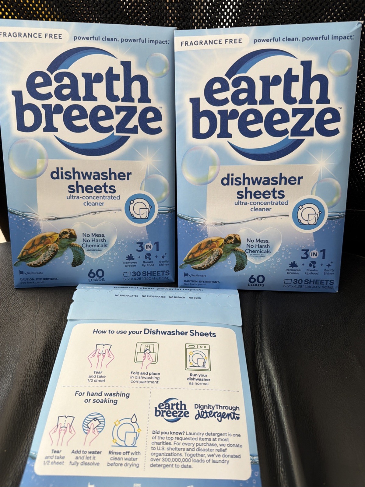 Earth Breeze Dishwasher Sheets 3 Packages 60 Loads Each 30 Sheets Each New