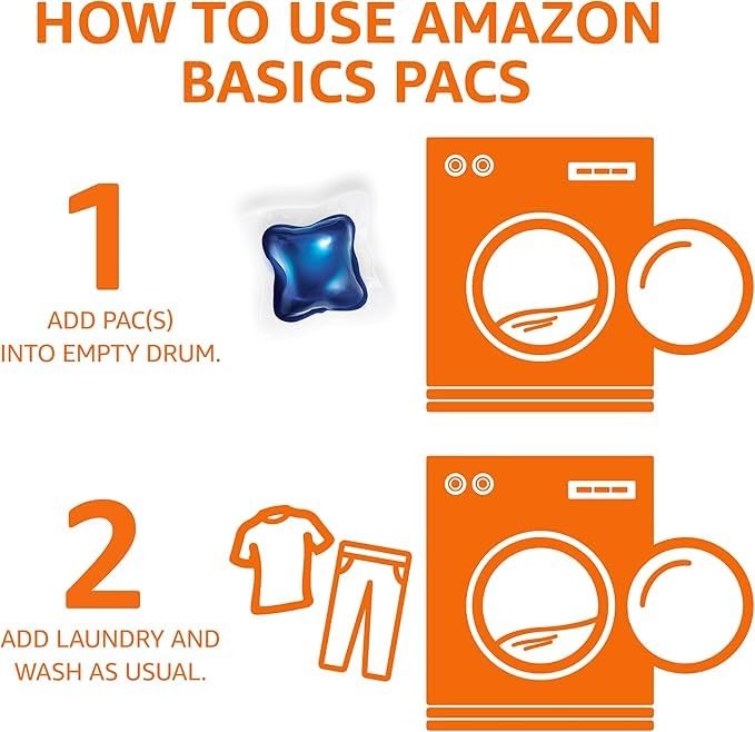 Amazon Basics Laundry Detergent Pacs, Fresh 120 Count (Pack of 1), Blue