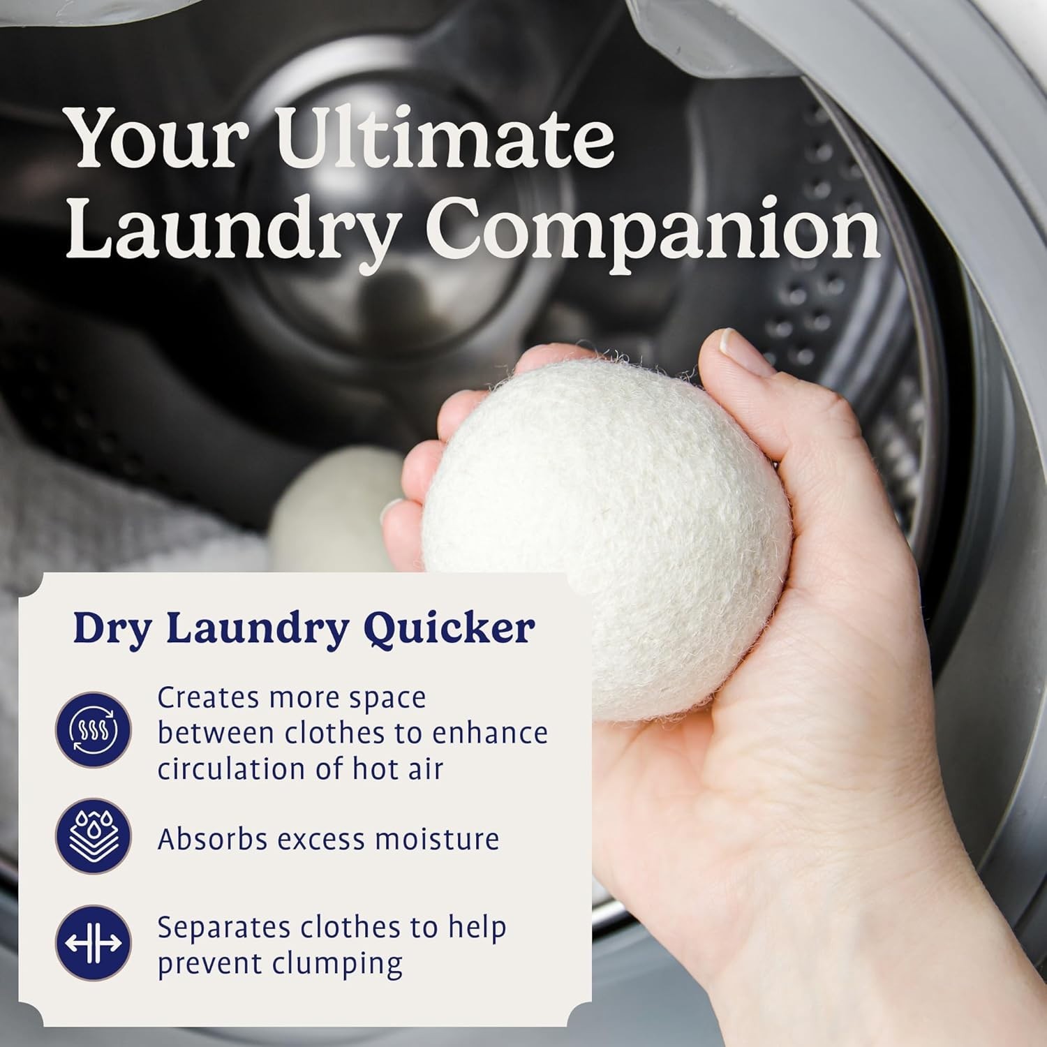 6 Pack Wool Dryer Balls Natural Fabric Softener Reusable XL 2.5″ Reduces Wrinkle