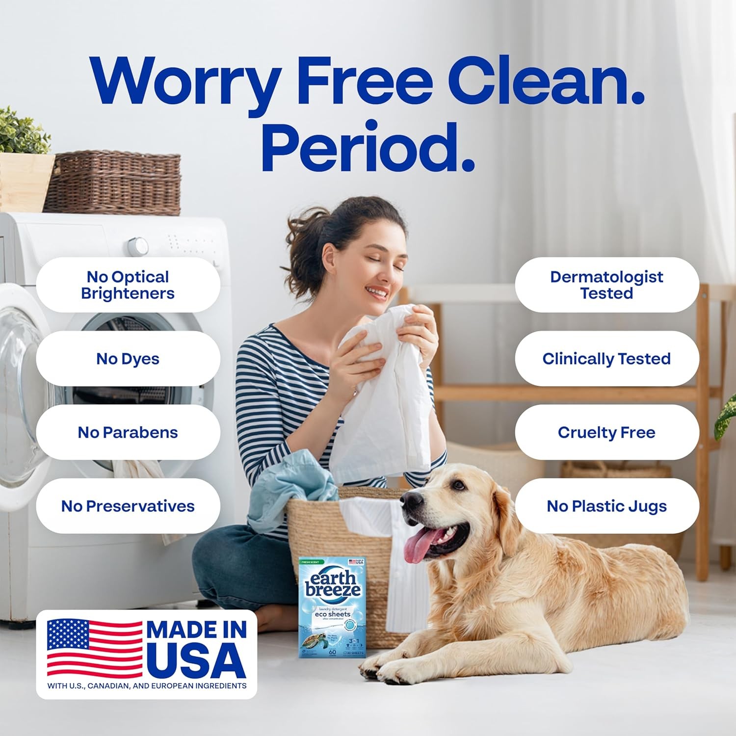 Earth Breeze Laundry Detergent Sheets Fresh Scent – 60 Loads Eco Liquidless Soap