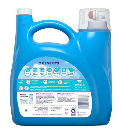 Downy Ultra Liquid Fabric Softener With Cool Cotton Scent 190 Loads- 140 oz.