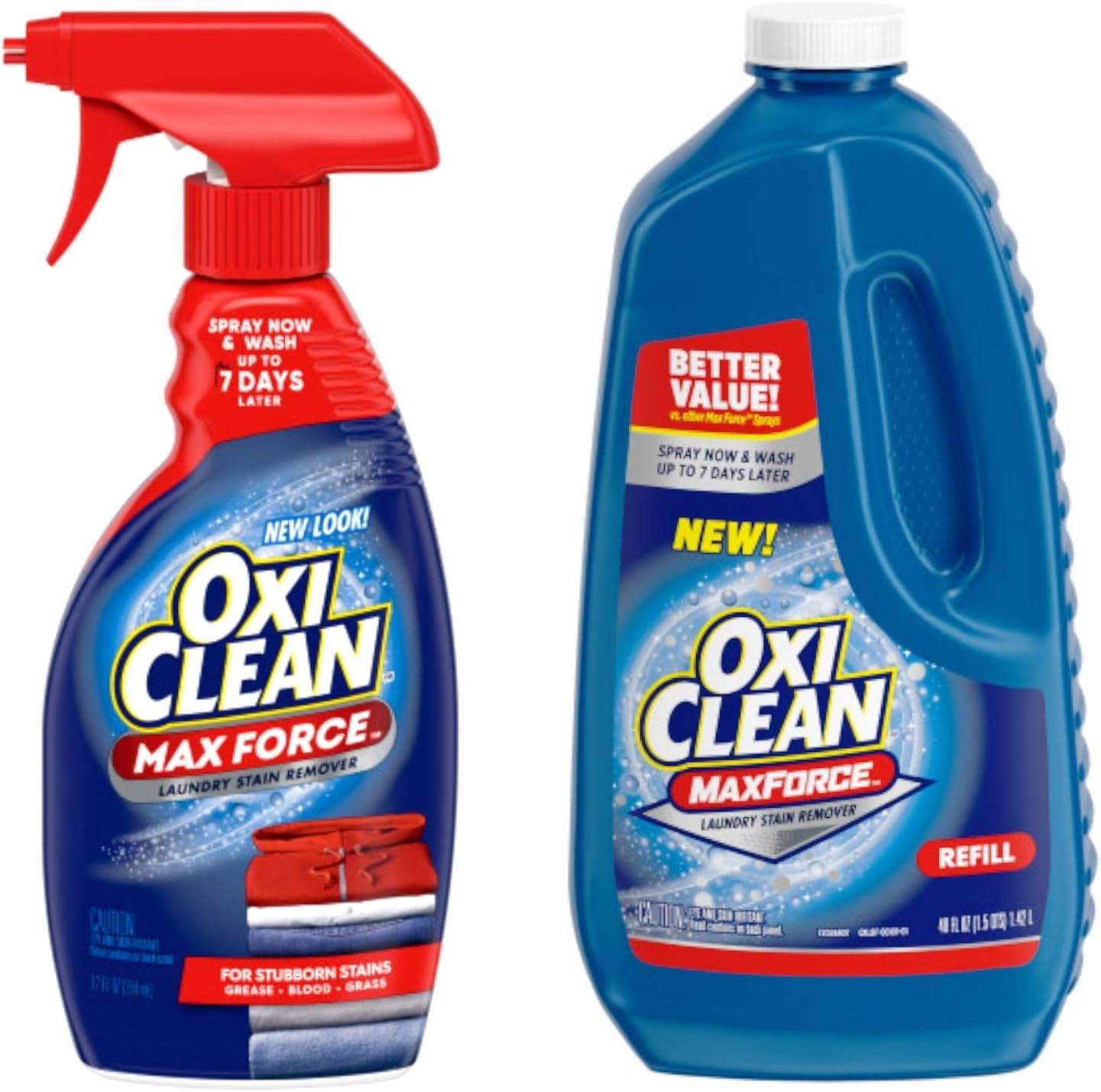 Max Force Laundry Stain Remover Spray, 12 fl oz + 48 Fl Oz Refill Bottle Kit …