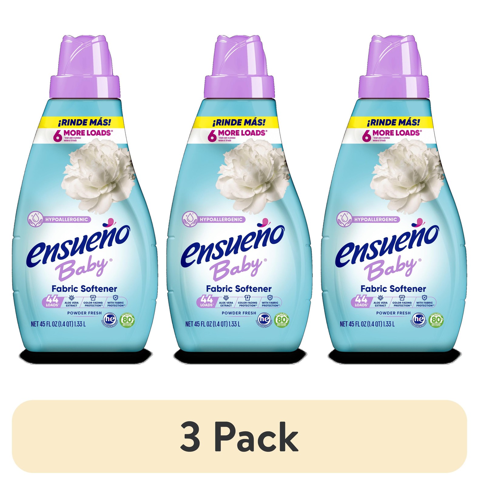 Baby Fabric Softener Liquid 45oz 3-Pack Hypoallergenic Sensitive Skin Free Clear