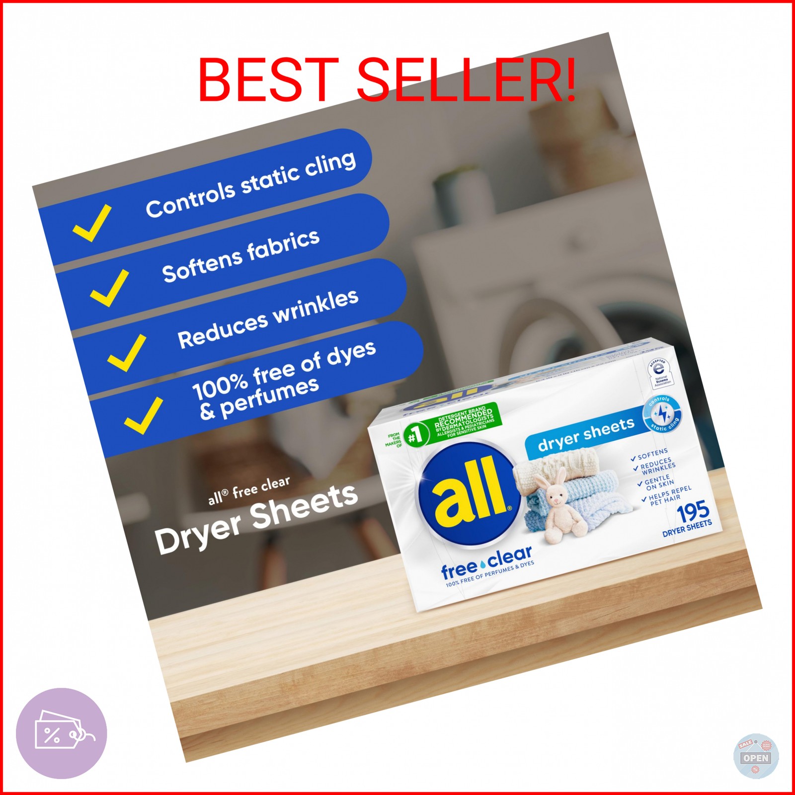 all free clear Fabric Softener Dryer Sheets for Sensitive Skin, 195 Count, Hypoa