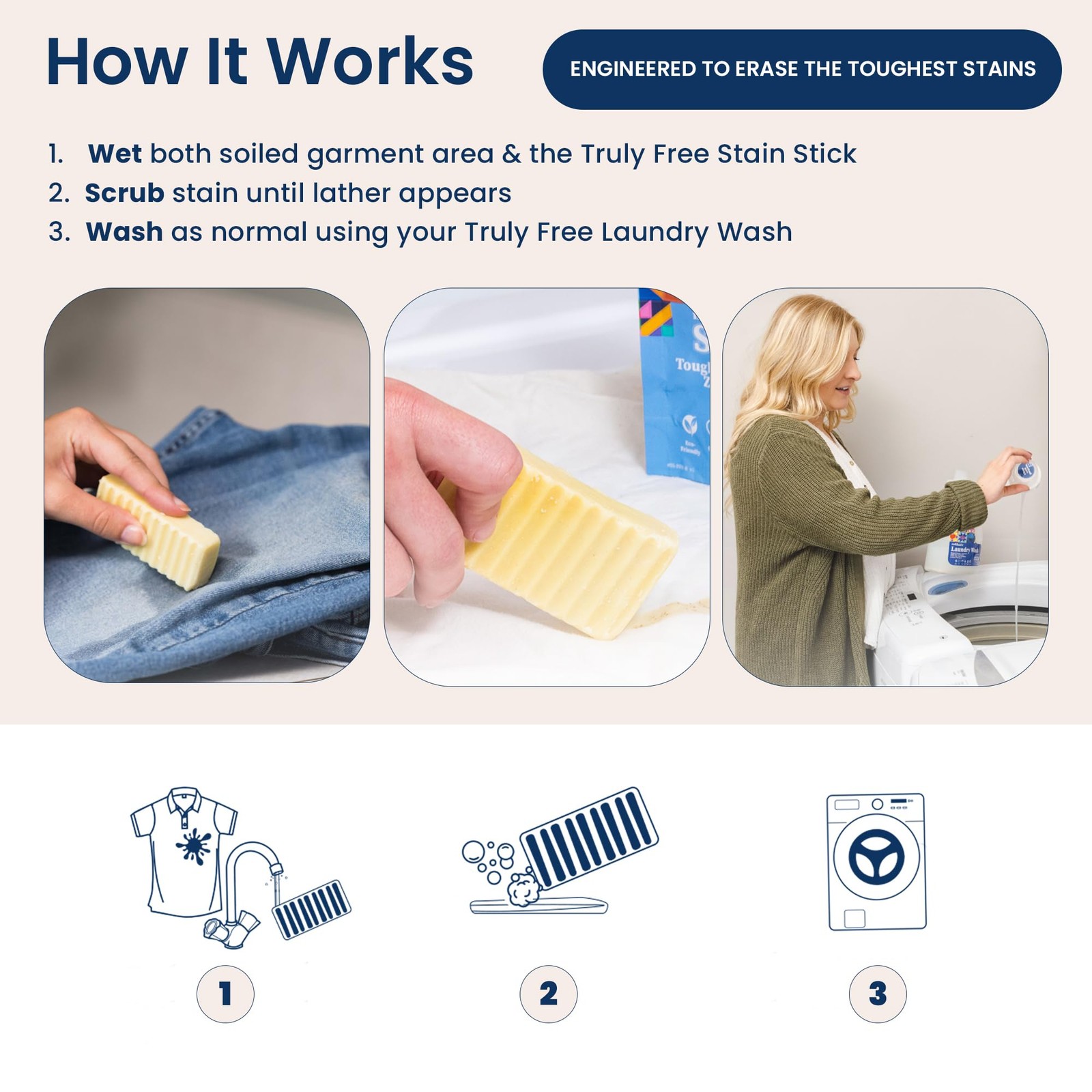Natural Stain Stick Laundry Spot Remover Travel Size Clothes Cleaner 56g 1 PCS