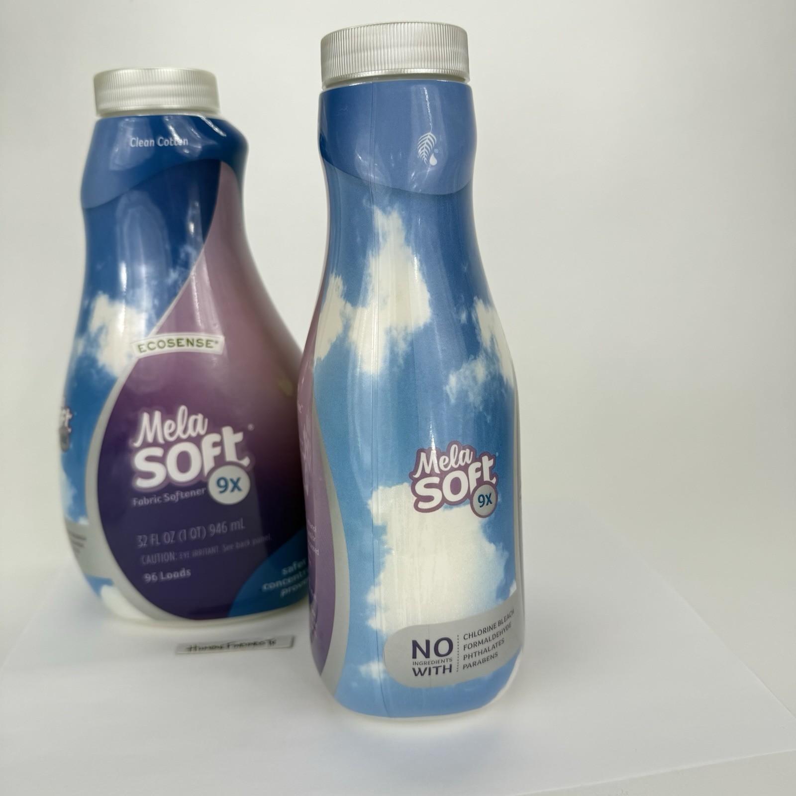 2x MelaSoft CLEAN COTTON Fabric Softener 32oz Concentrated 9x Plant Based EcoSof