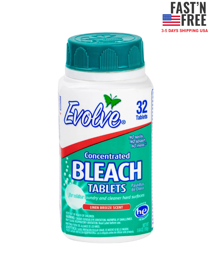 (3 pack) Evolve Concentrated Bleach Tablets, Linen Breeze, 32 Count