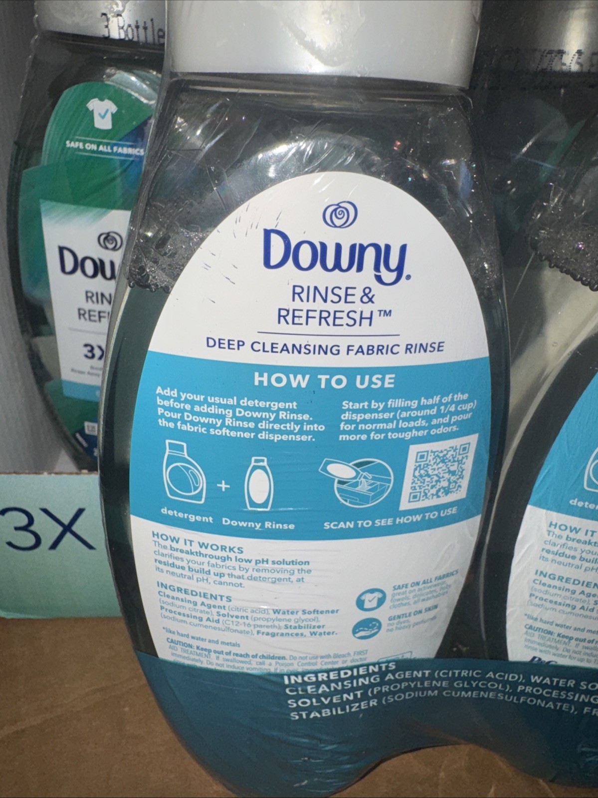 Downy Rinse & Refresh Laundry Fabric Rinse Cool Cotton X3 76.5 floz Limited Ed