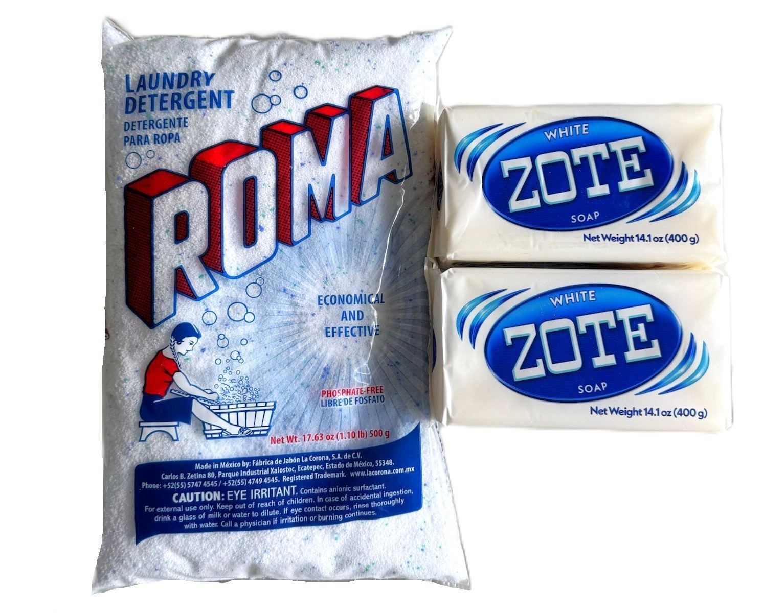 Bundle 17 Oz Roma Polvo Powder laundry detergent 200-400g Zote Laundry Soap Pink