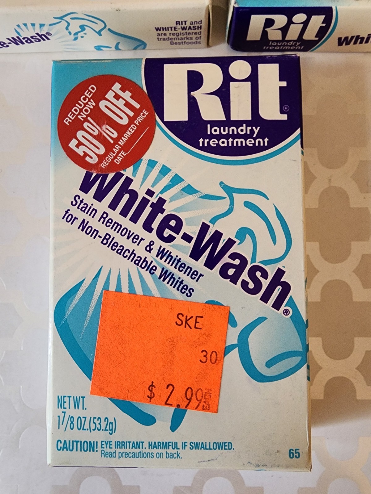 Vtg Rit White-Wash Laundry Treatment Stain Remover & Whitener For Non-Bleachable