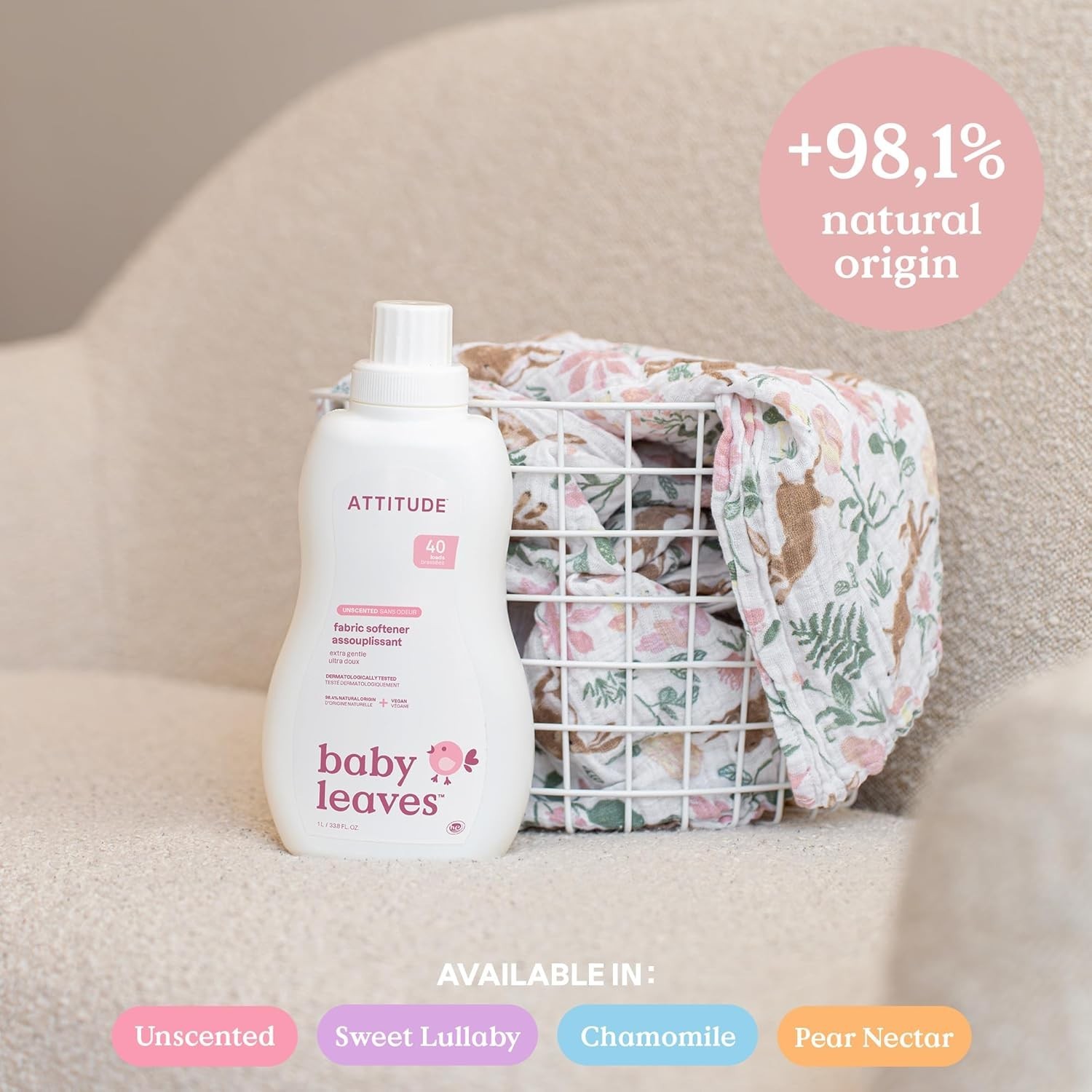 Baby Fabric Softener, Plant and Mineral-Based Ingredients, HE Compatible, an…