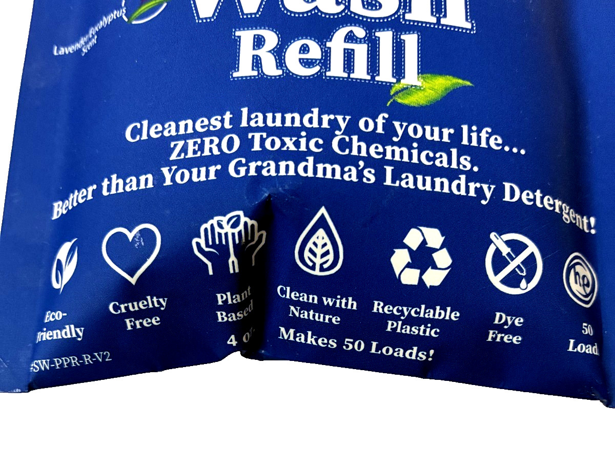 Truly Free Laundry Wash Refill Pouch Non-Toxic Signature Scent 50 Loads 2 Packs