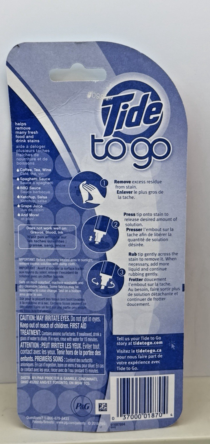 Tide to Go Instant Stain Remover Pen 1 Count, 0.33 Fl Oz *NEW*