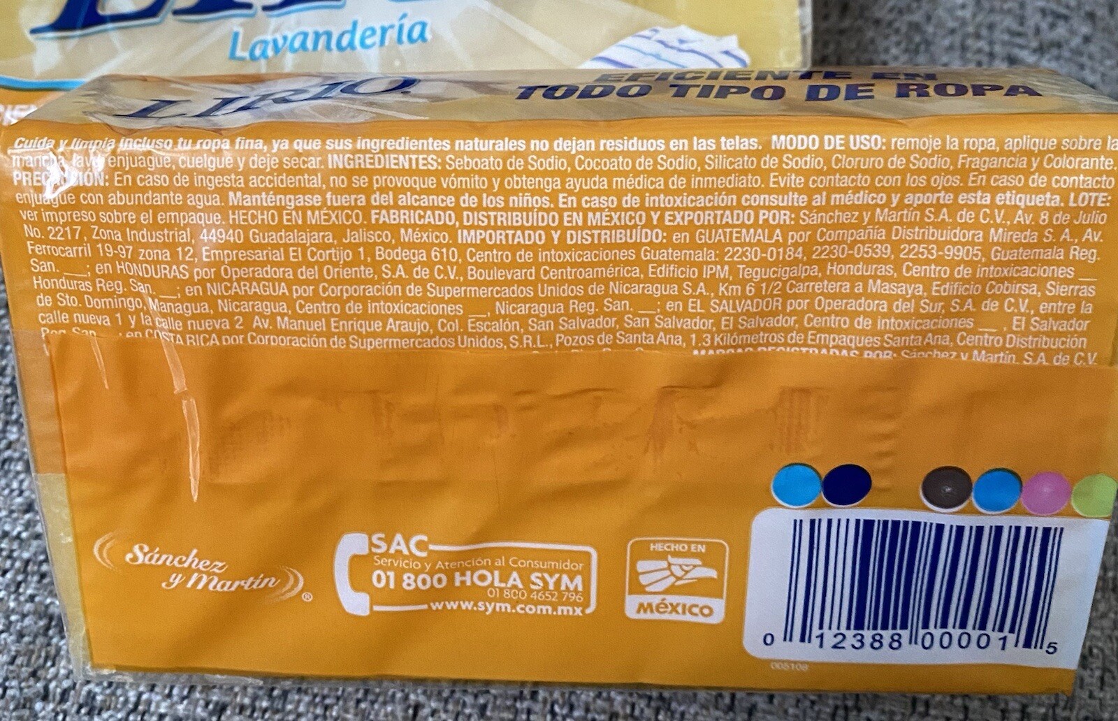 Lirio Laundry Bar Soap Jabon Lavanderia Multiusos 14.1 oz Yellow Bar 4 Pack